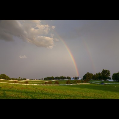 Rainbow Over a Horse Farm 